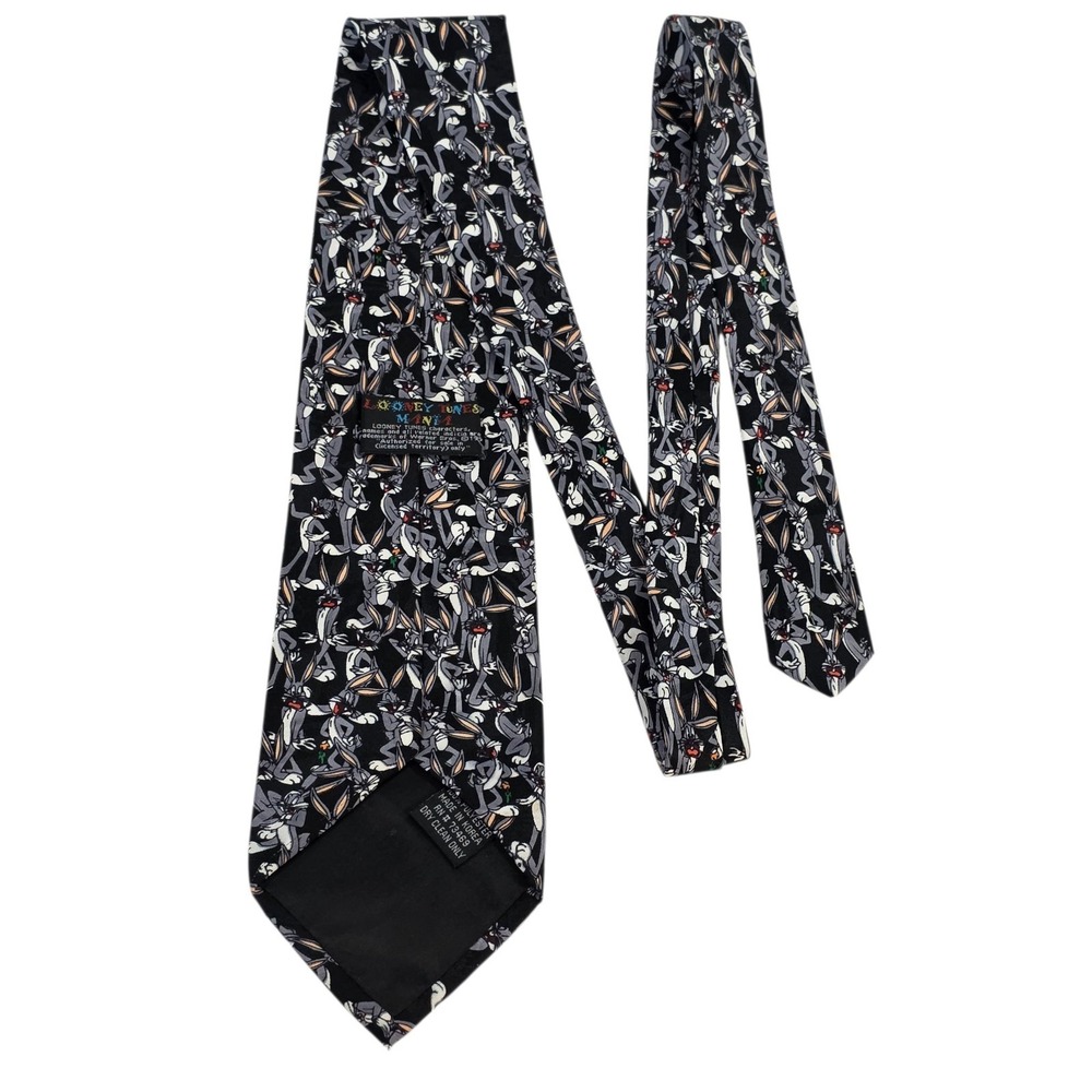 Looney Tunes Bugs Bunny Necktie 100%‎ Polyester Black Cartoon Mens Fashion